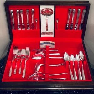Vintage 1946 Prestige Bordeaux The Loveliest of the Silverplate 54 Pieces Silverware/ Flatware Service for 9
