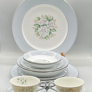 Vintage Harmony House “Sheraton”Fine Bone China 7 Piece Place Setting Dinner Set for 2 (14 pieces) ,Made in Japan