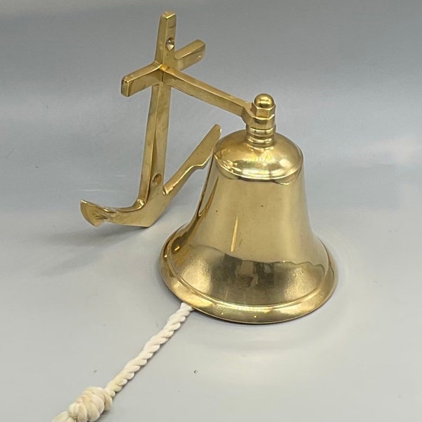 Vintage Solid Brass Wall Mounted Bell with Anchor/Nautical Wall Bell