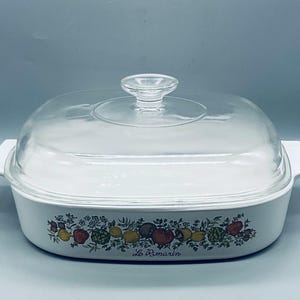 Vintage Corning Ware A-10-B -10 x10 x 2 1/4”Le Romarin Spice of Life Casserole Dish with Pyrex A-12-C Lid