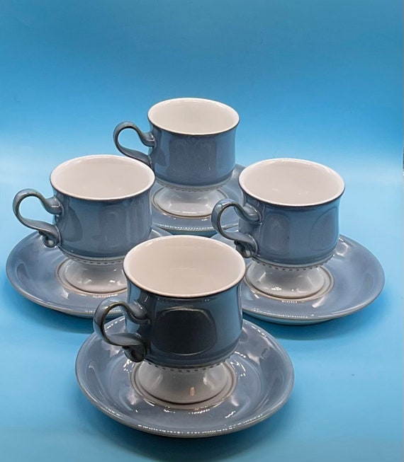 Vintage Denby Castile Stoneware Set of 4 Teacups and Saucers - Etsy