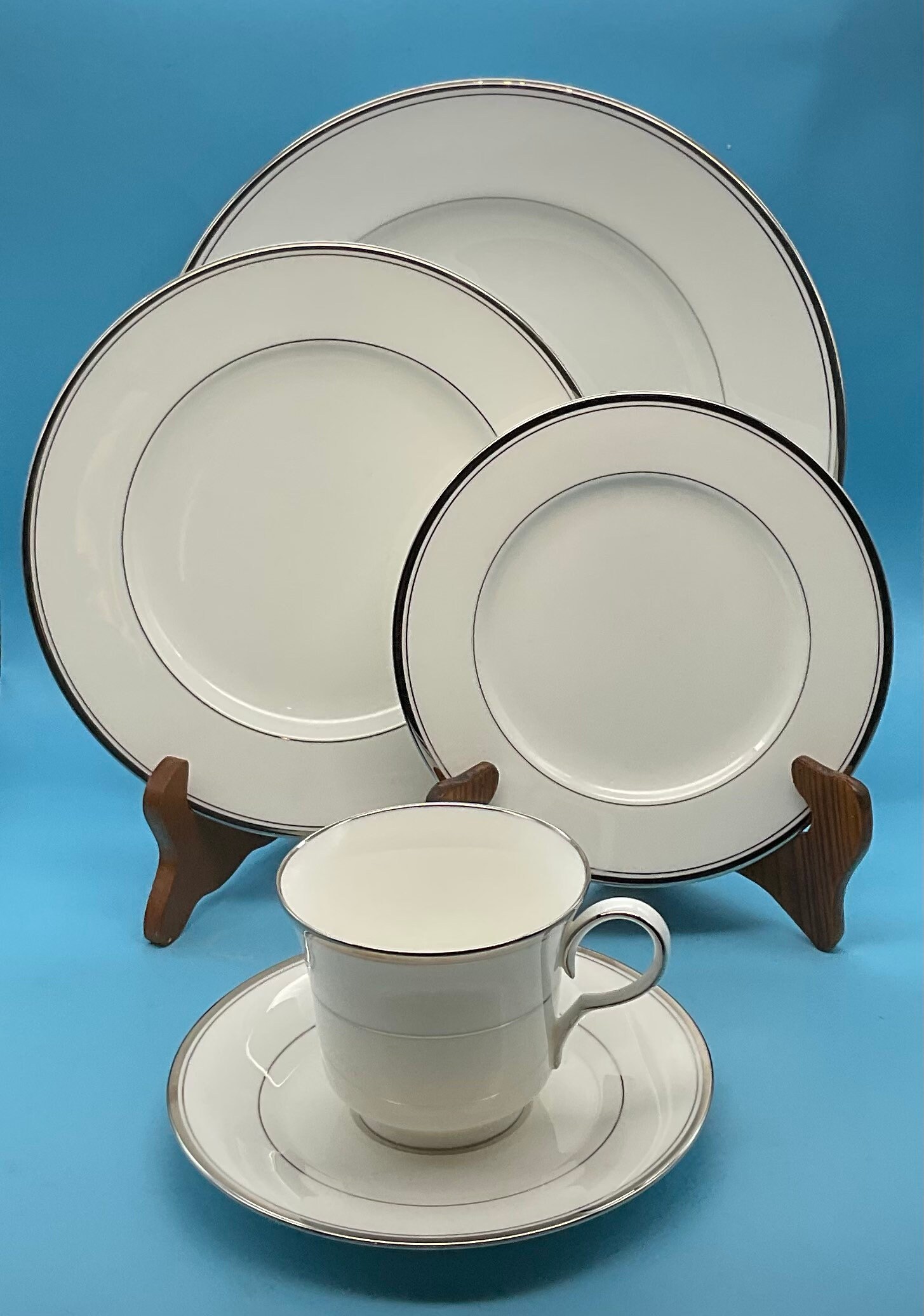 Vintage Noritake Bone China 9707 Fairbanks Platinum Japan 5 Piece