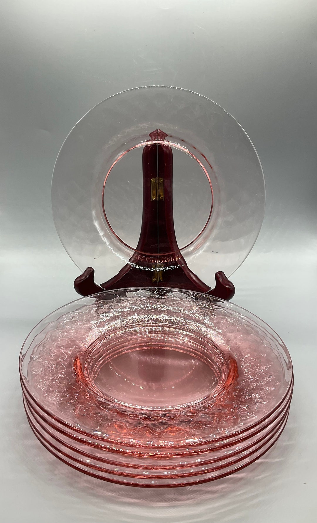 Vintage Pink Glass Salad Plates Etsy