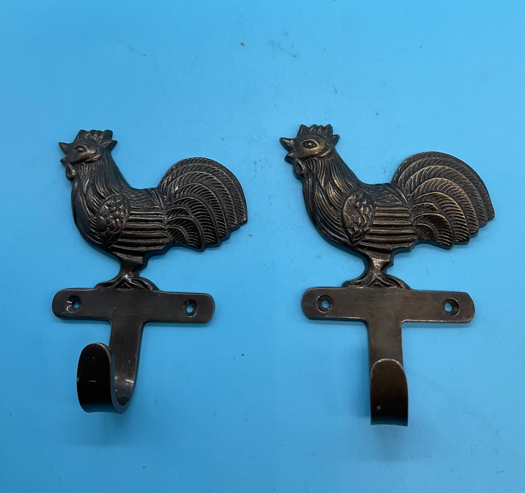 Roaster Key Rack Vintage Solid Brass Rooster Set of 2 Hooks Key Holder - Etsy
