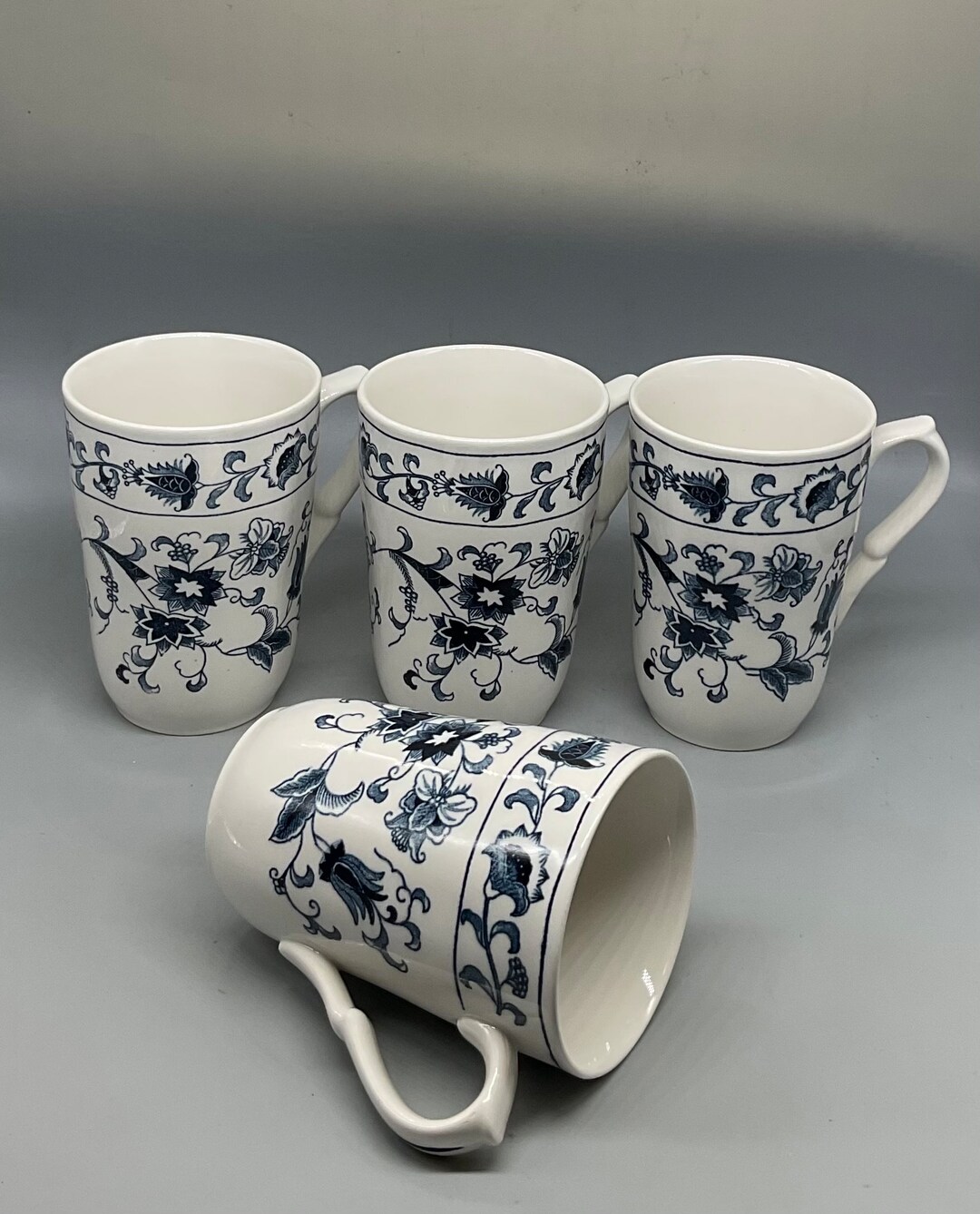 Vintage Nikko Double Phoenix Ming Tree Blue Ironstone 4 Mugs Etsy