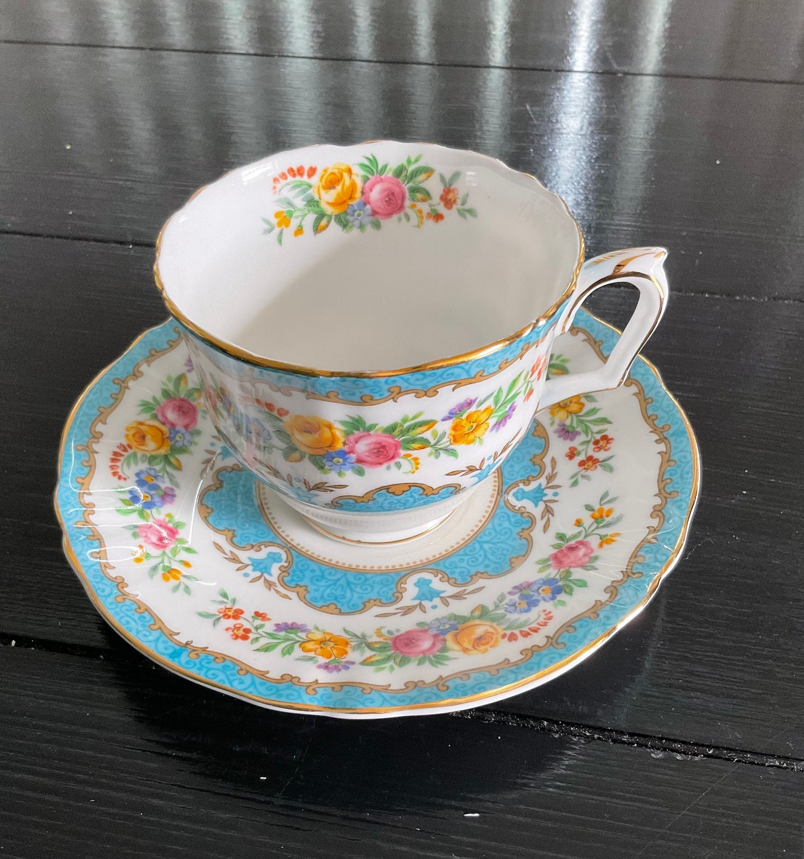 Staffordshire England Fine Bone China Crown Tea Cup and Saucer Etsy