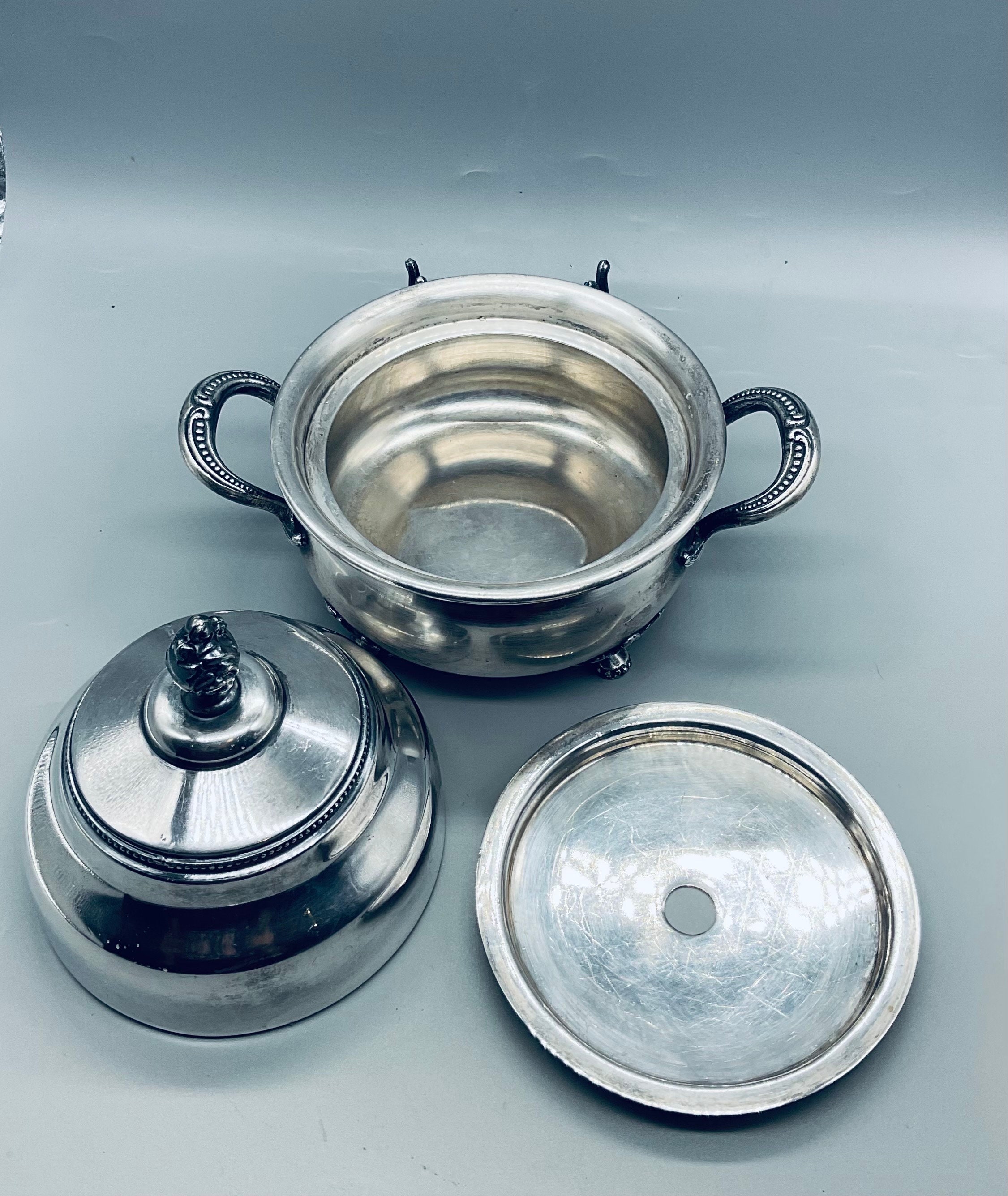 Benedict Mfg Co. Quadruple Silverplate Antique 3 Pc. Butter Bowl