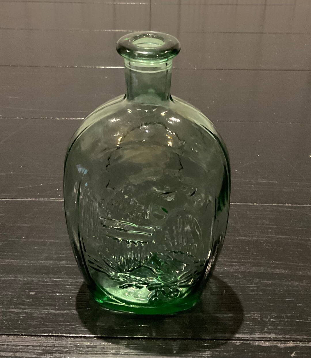 Vintage Light Green Glass Eagle Design Bottle Etsy