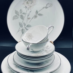 Vintage Noritake China 6002 Melrose 6 Piece Place Setting Dinner Set for 2 (12 Pieces) Made in Japan