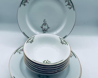 Vintage Selb Bavaria Heinrich 6 Dinner Plates and 6 Cereal Bowls (12 Pieces)