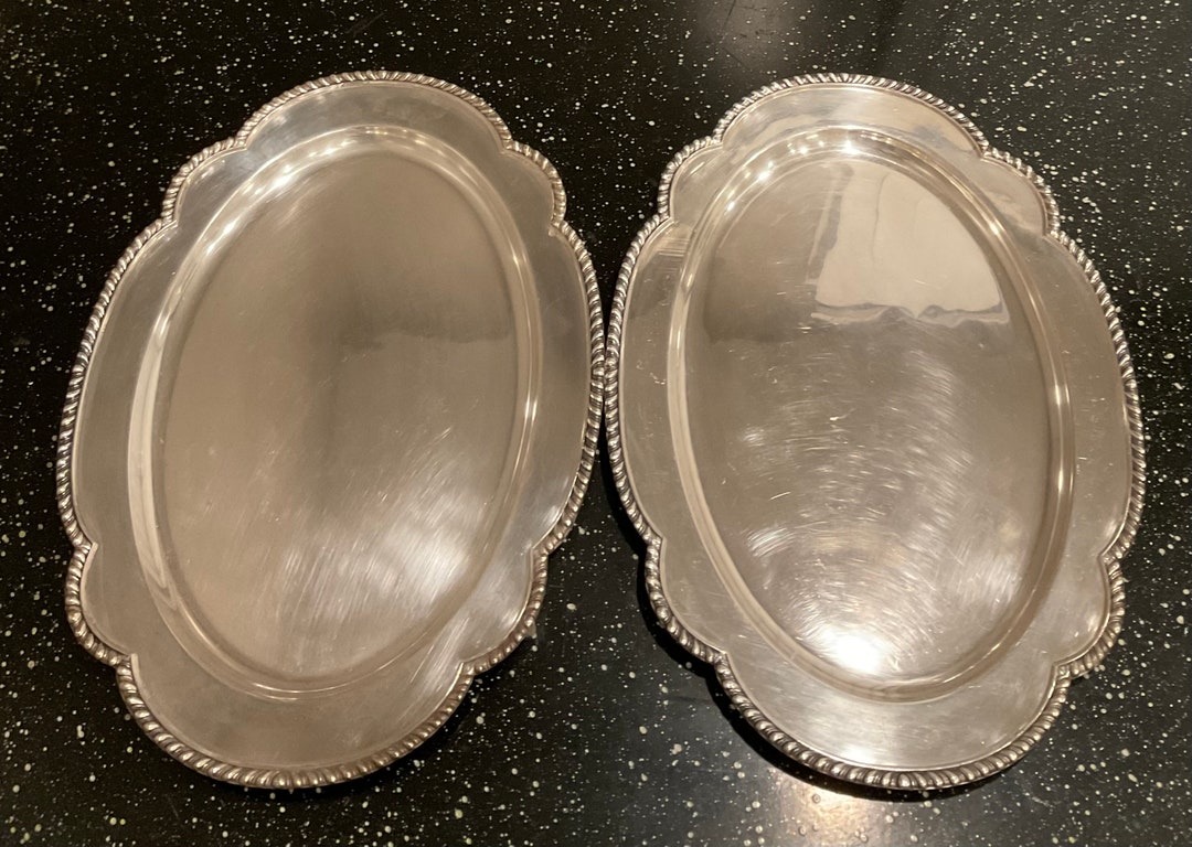 Buy Vintage Wallace Milford Silver Plate M 601 Set of Oval Silver Plated  Trays Online in India