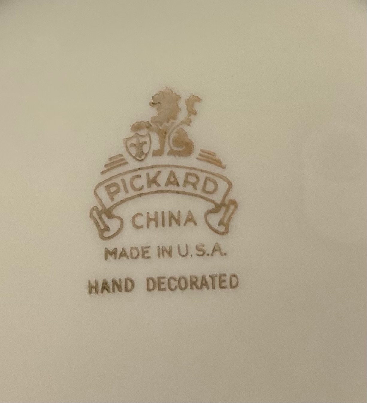 Vintage Pickard China Made in USA Hand Decorated Ivory With Gold