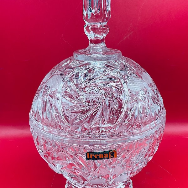 Vintage Irina Over 24% Lead Oxide Crystal Made in Poland  Lidded Bowl