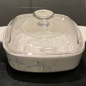 Vintage Corning Ware Shadow Iris 1L Square Casserole Dish with Pyrex  Lid
