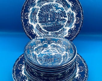 W H Grindley Country Style Blue White 7