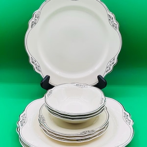 Vintage Homer Laughlin  Virginia Rose Made in USA 3 Piece Place Setting Dinner Set for 3 ( 9 Pieces)
