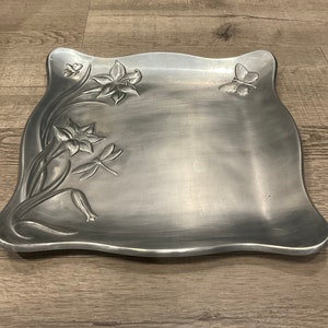 Vintage Lenox Butterfly Meadows Square Pewter Serving Tray