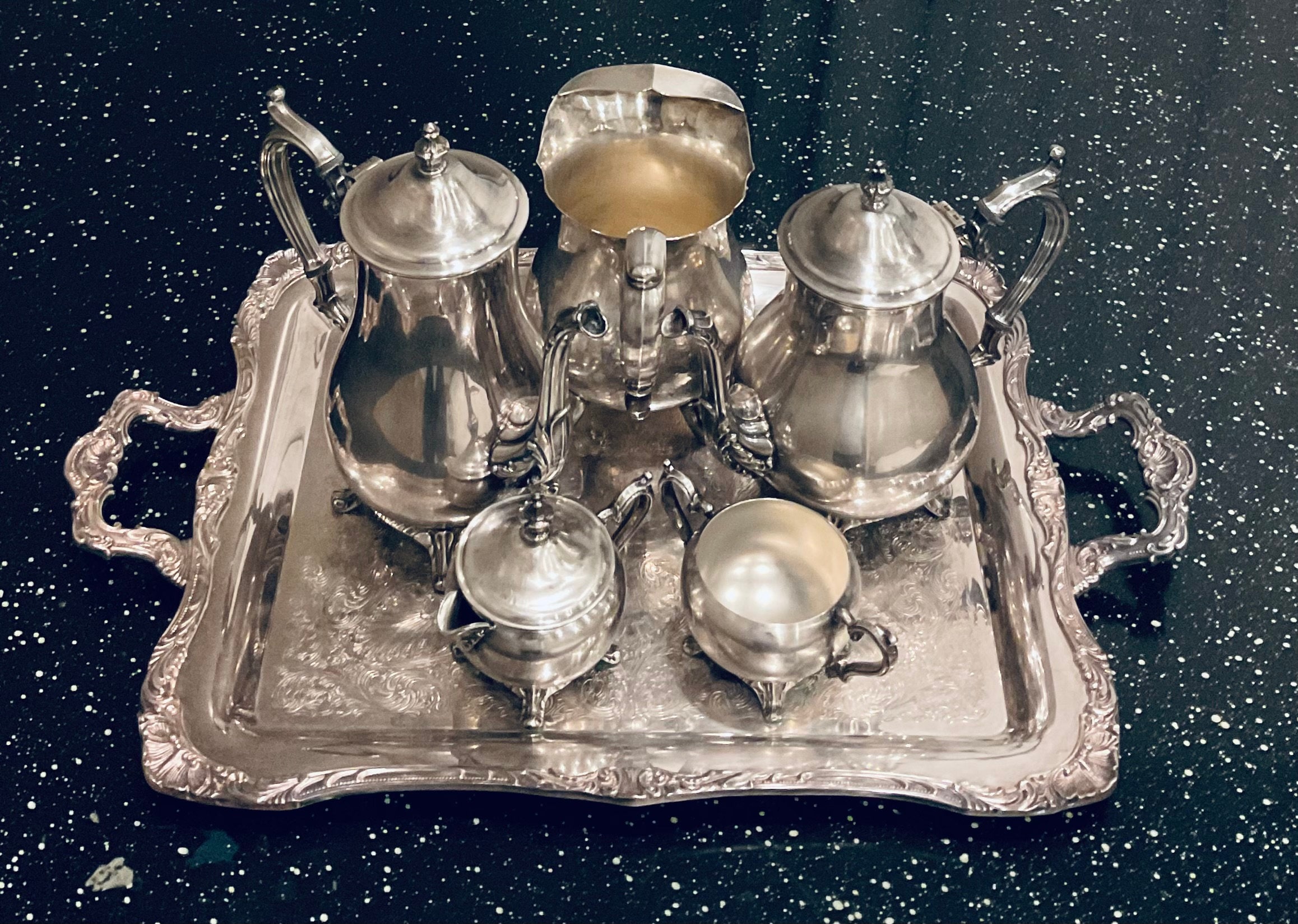 Plated Silver Rogers WM Vintage W.M.Rogersアンティークティーセット 5 a and Set Coffee and Tea Piece 食器