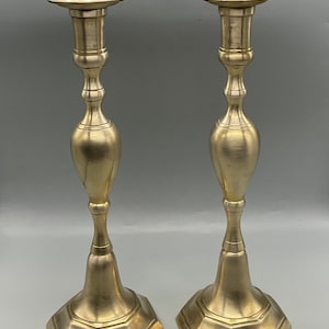 Vintage Solid Brass Pair of Candlestick Holders Made in India