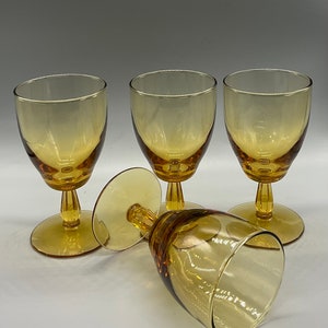 Vintage Yellow Glass Wine Glasses