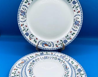 Vintage Farberware Stoneware Faience 4381 Flowers and Rosters 3 Piece Place Setting Dinner Set for 2 (6 Pieces)