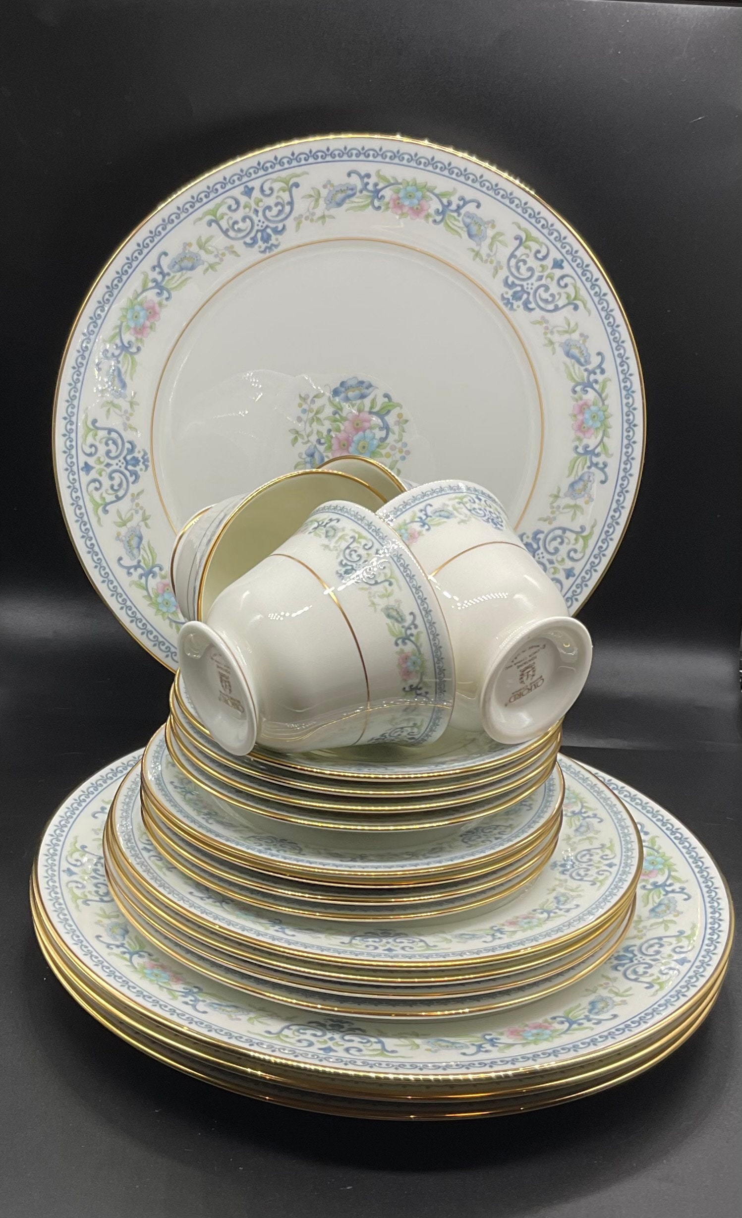 　Bone China Vintage Lenox Oxford Bone China Fontaine Pattern 5 Piece Place