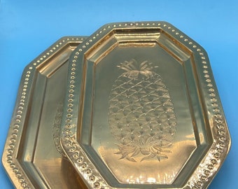 Vintage Small Brass Bamboo Tray