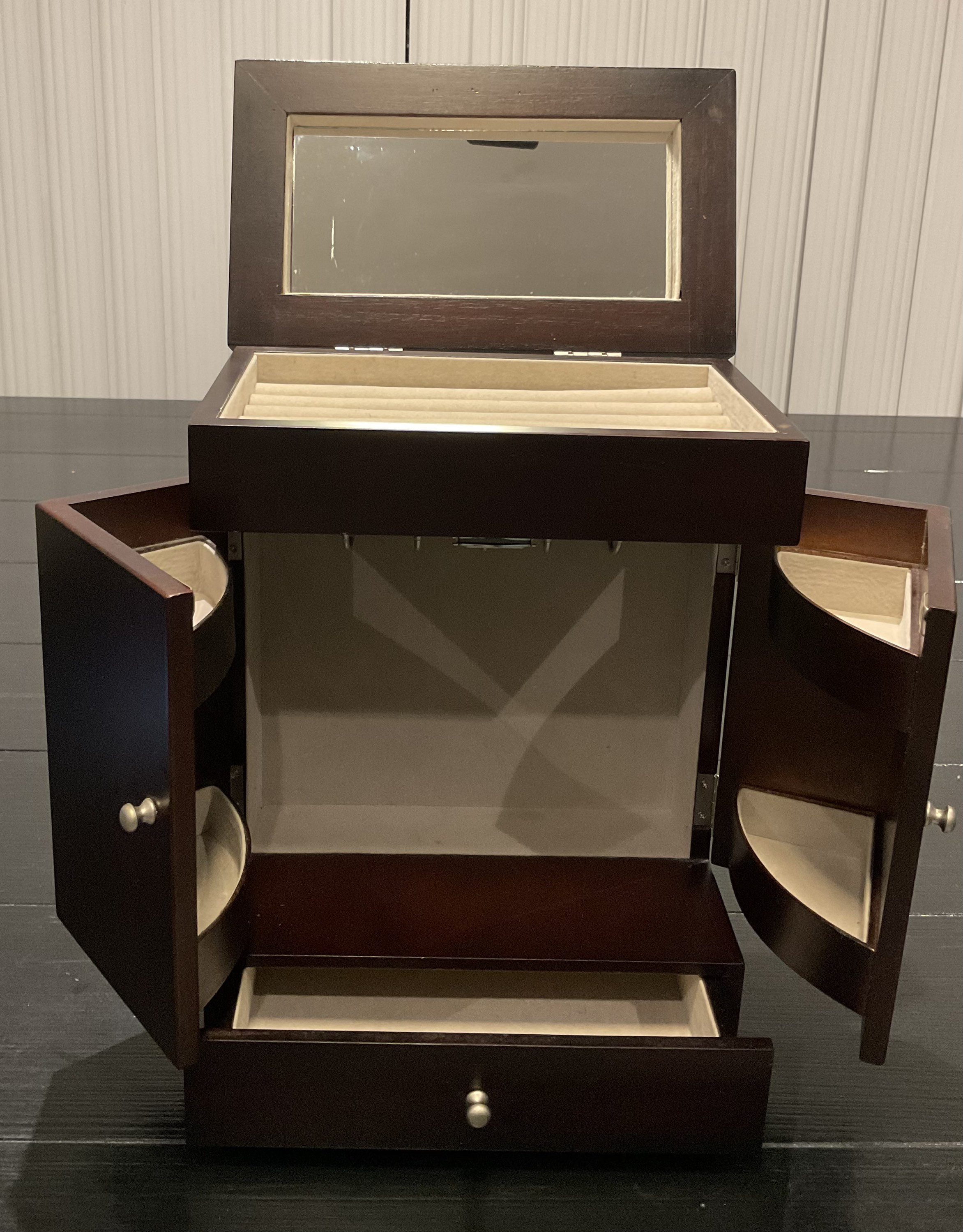 Vintage Wooden Mirrored Jewelry Box in Mahogany Finish Etsy