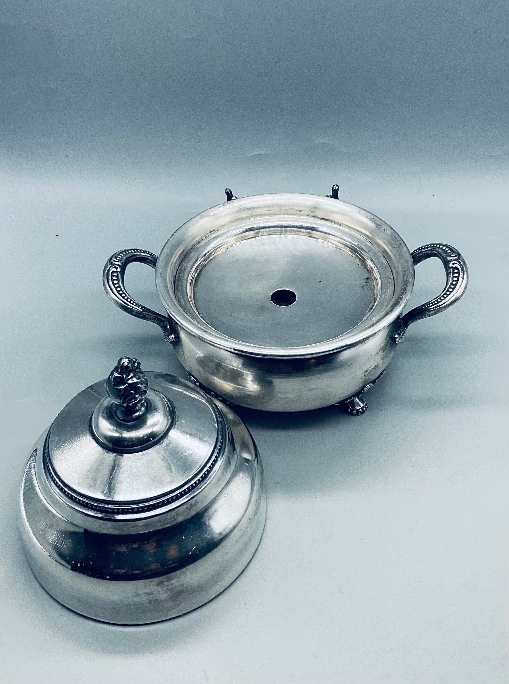 Benedict Mfg Co. Quadruple Silverplate Antique 3 Pc. Butter Bowl