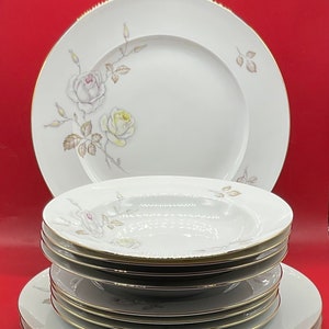 Vintage Johann Haviland Bavaria Germany Sweetheart Rose 3 Piece Place Setting Dinner Set for 4 ( 12 Pieces)