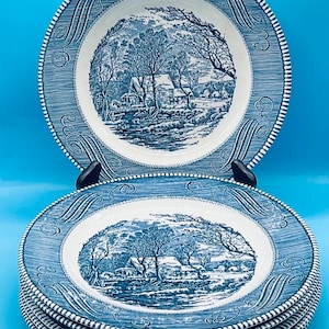Vintage Currier and Ives,,the Old Grist Mill,,underglaze Print by