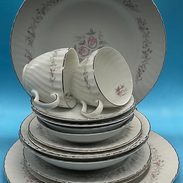 Sheffield Fine China Japan “Angelique 603”7 Piece Place Setting Dinner Set for 2 (14 Pieces)