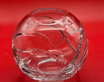 Vintage Lead Crystal Hand Cut Globe Vase Bowl