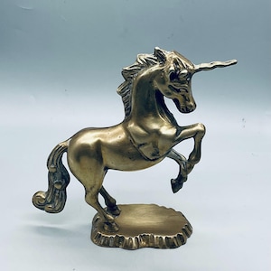 Vintage Solid Brass Unicorn Statue