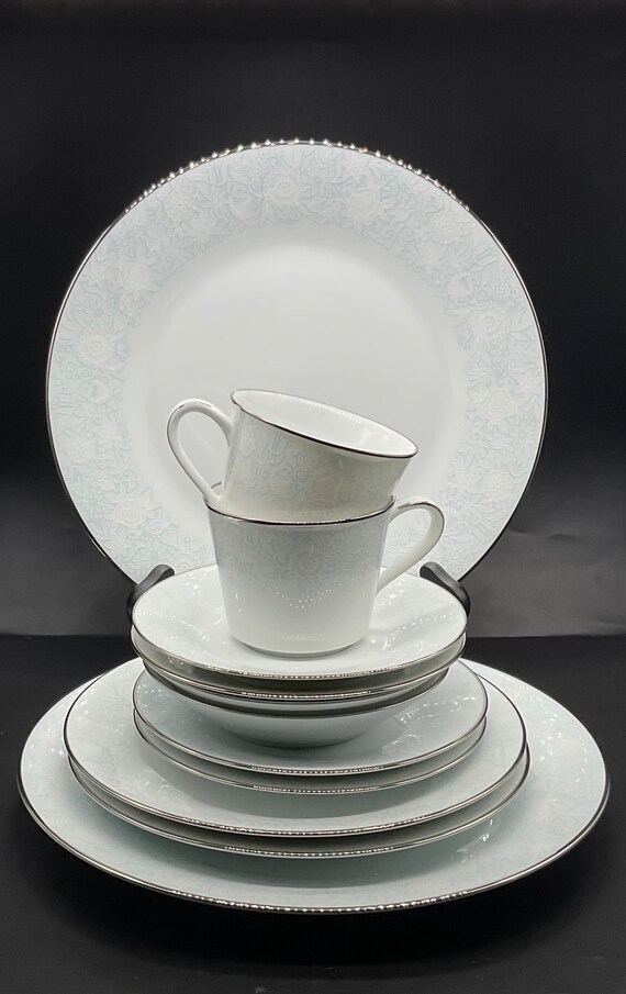 Vintage Noritake 2213 Ravel Border With Light Blue Lace Floral 6