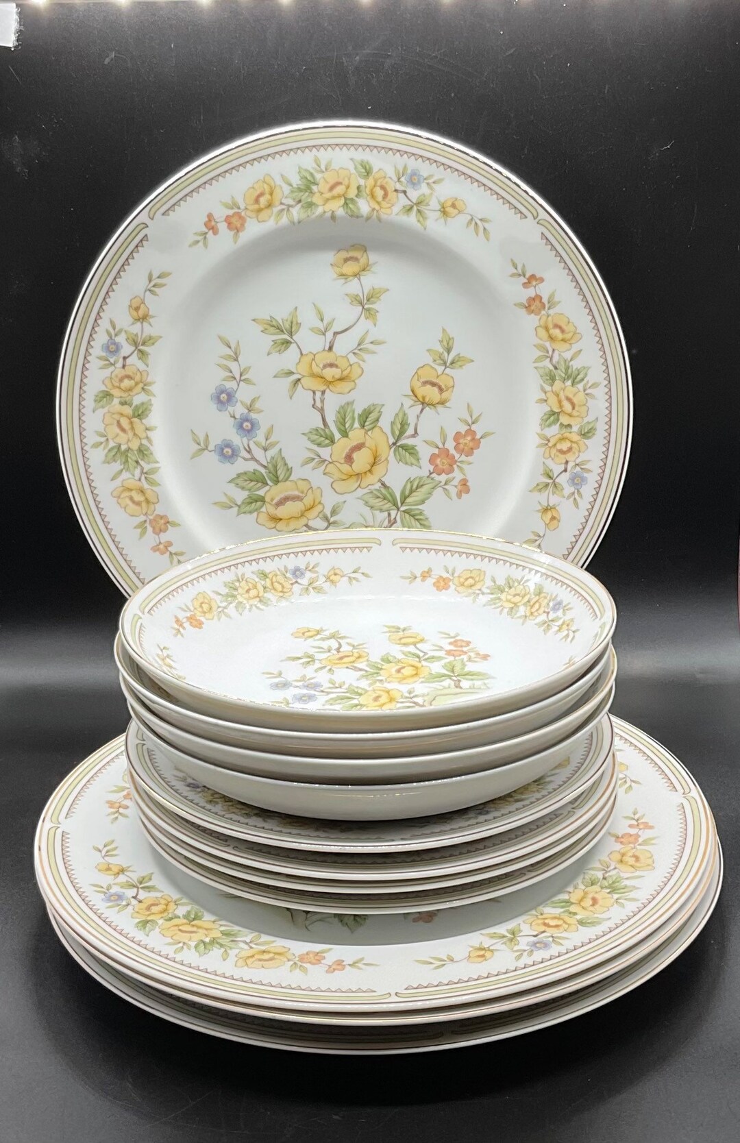 Vintage Style House Fine China Rose Garden 12 Pieces/ 3 Piece Place