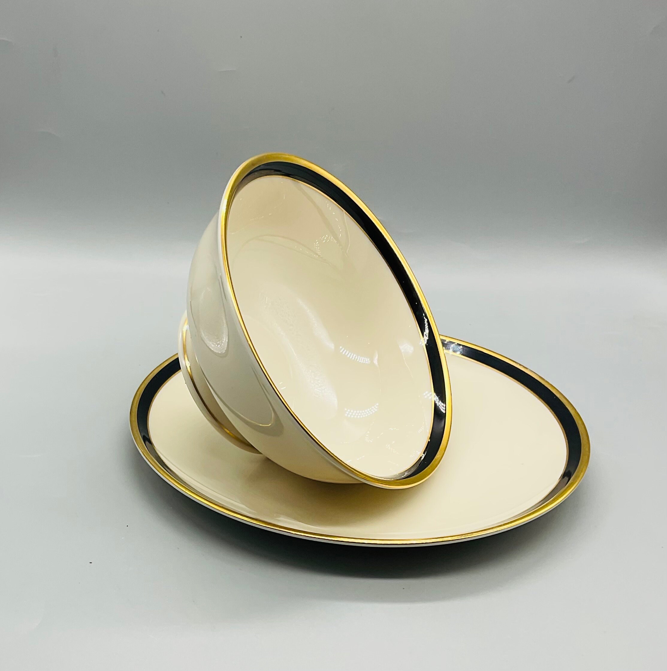 Vintage Pickard China Made in USA Hand Decorated Ivory With Gold