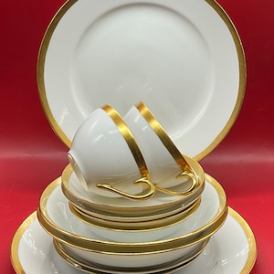 Vintage Noritake Nippon  Gold Trim  6 Piece Place Setting Dinner Set for 2 ( 12 Pieces)
