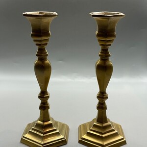 Vintage Solid Brass Pair of Candlestick Holders Made in India