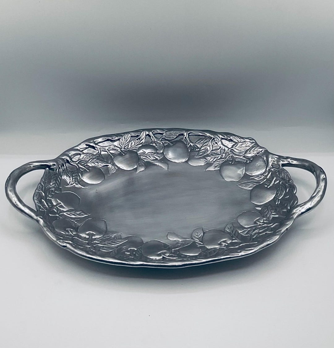 Vintage 1989 Arthur Court Cast Aluminum Apple / Cherry Design Two