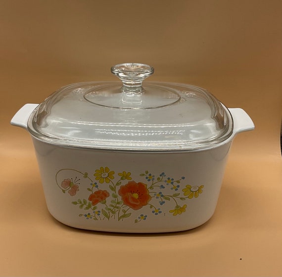 Vintage Corning Ware Wildflower Pattern Square 3 Qt Casserole Dish