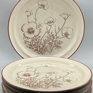 Vintage Noritake Stoneware 8341 “Desert Flowers “ Made in Japan 6 Dinner Plates