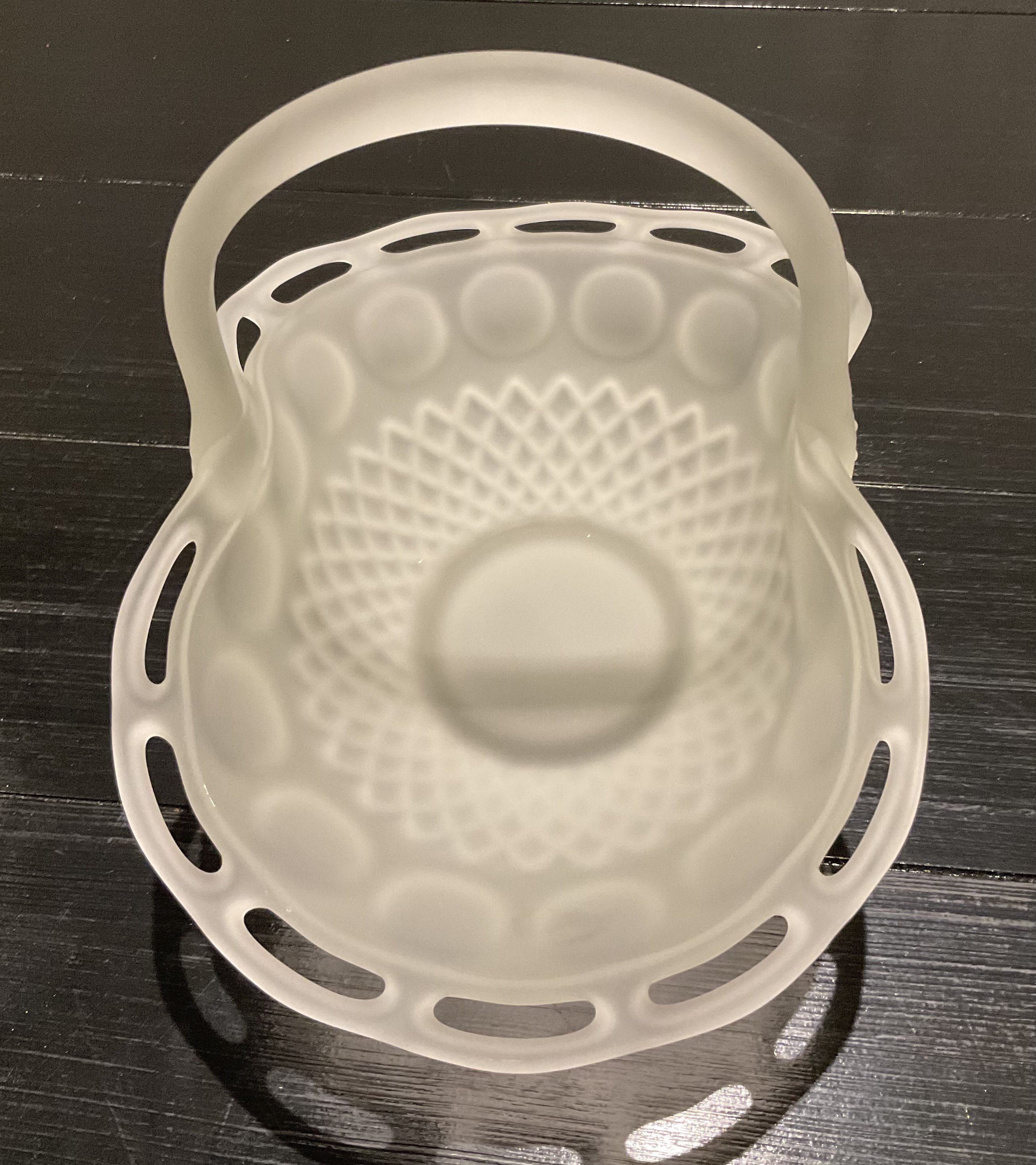 Vintage Frosted Glass Brides Basket Etsy