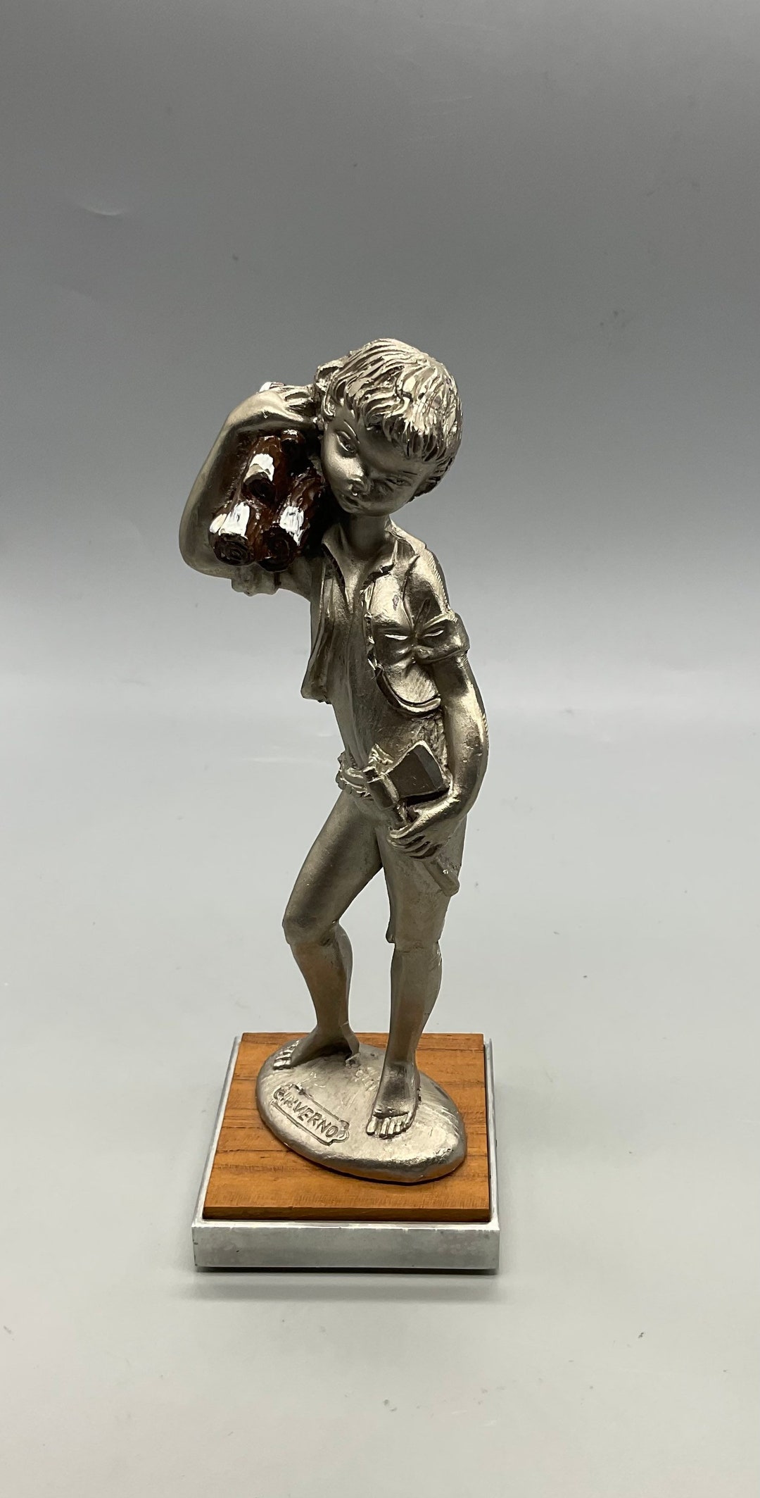 Pewter Figurine Peltro Cesellato A Mano Inverno Boy Made in Italy Etsy
