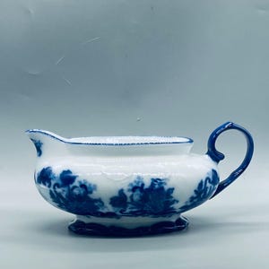 Vintage Blue and White Porcelain Large Gravy Boat