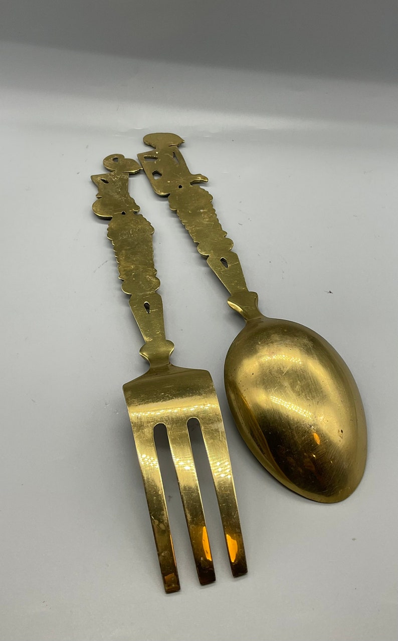 Vintage Solid Brass Spoon and Fork Wall Hanging Decoration Etsy