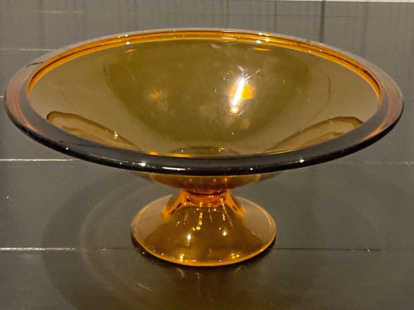 Vintage Orange Glass Pedestal Centerpiece Bowl Etsy