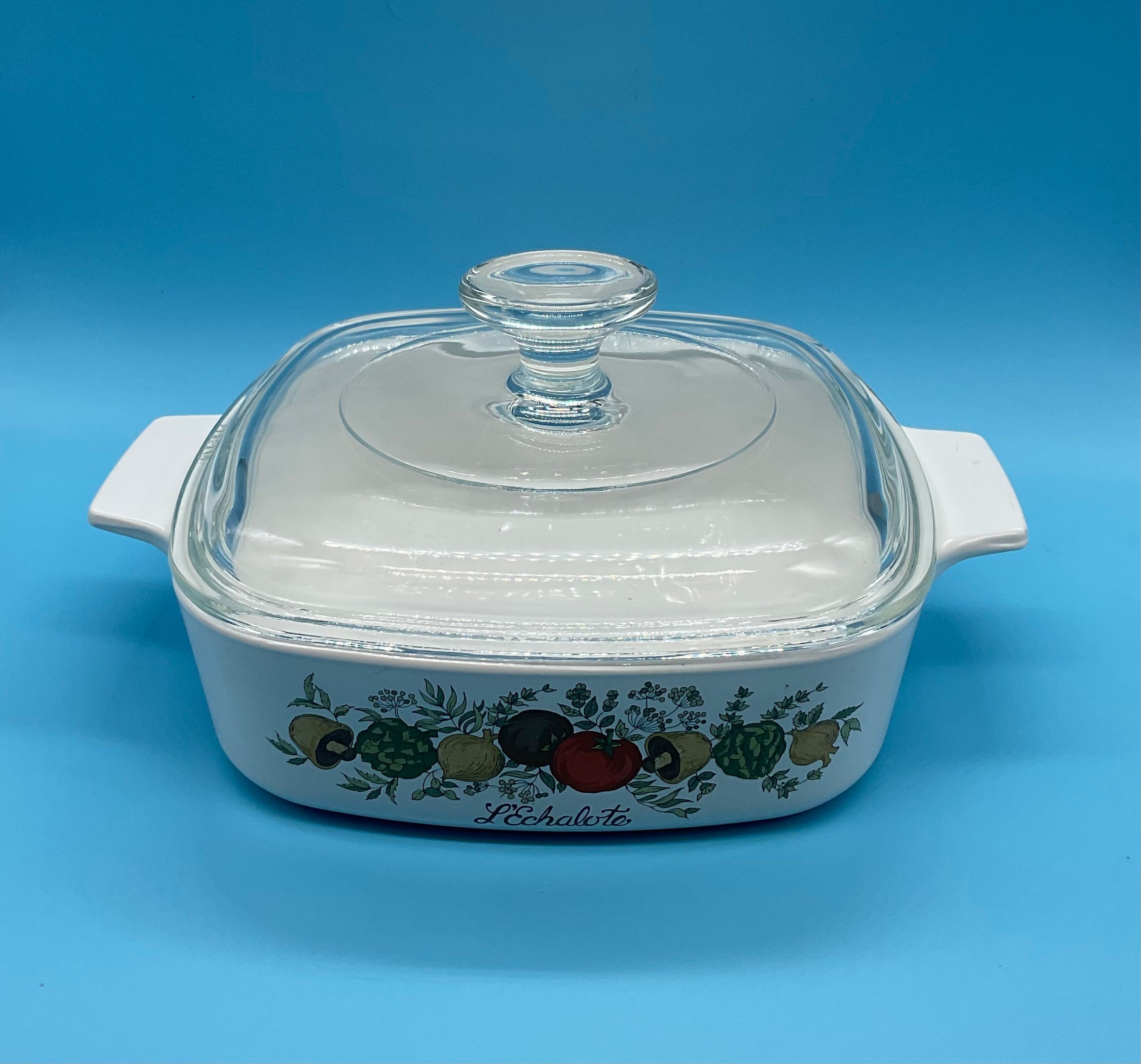 Vintage Corning Ware Spice of Life L' Echalote 1 Qt Square