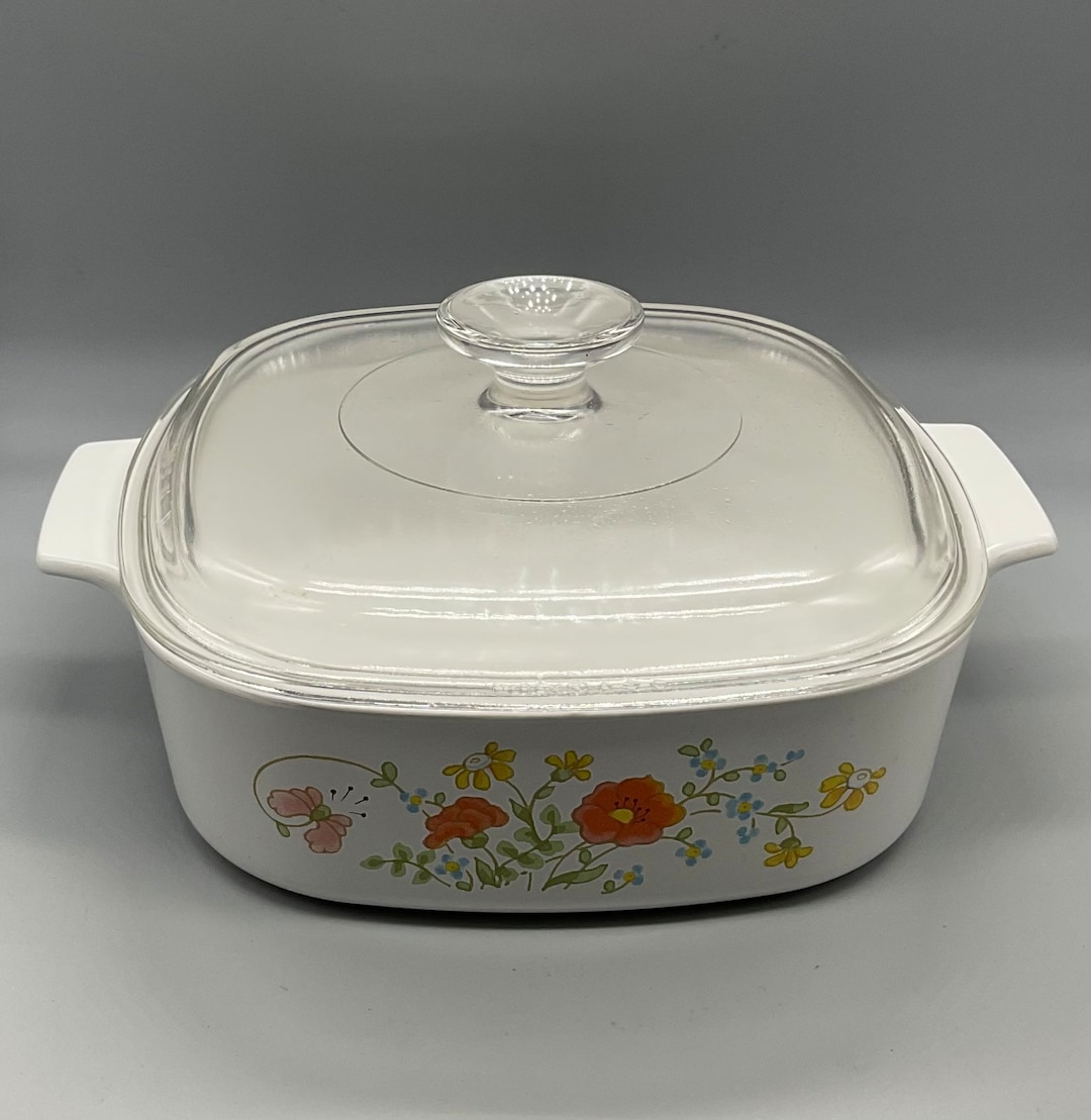 Vintage Corning Ware Wildflower Pattern Square 2 Qt Casserole Dish With ...