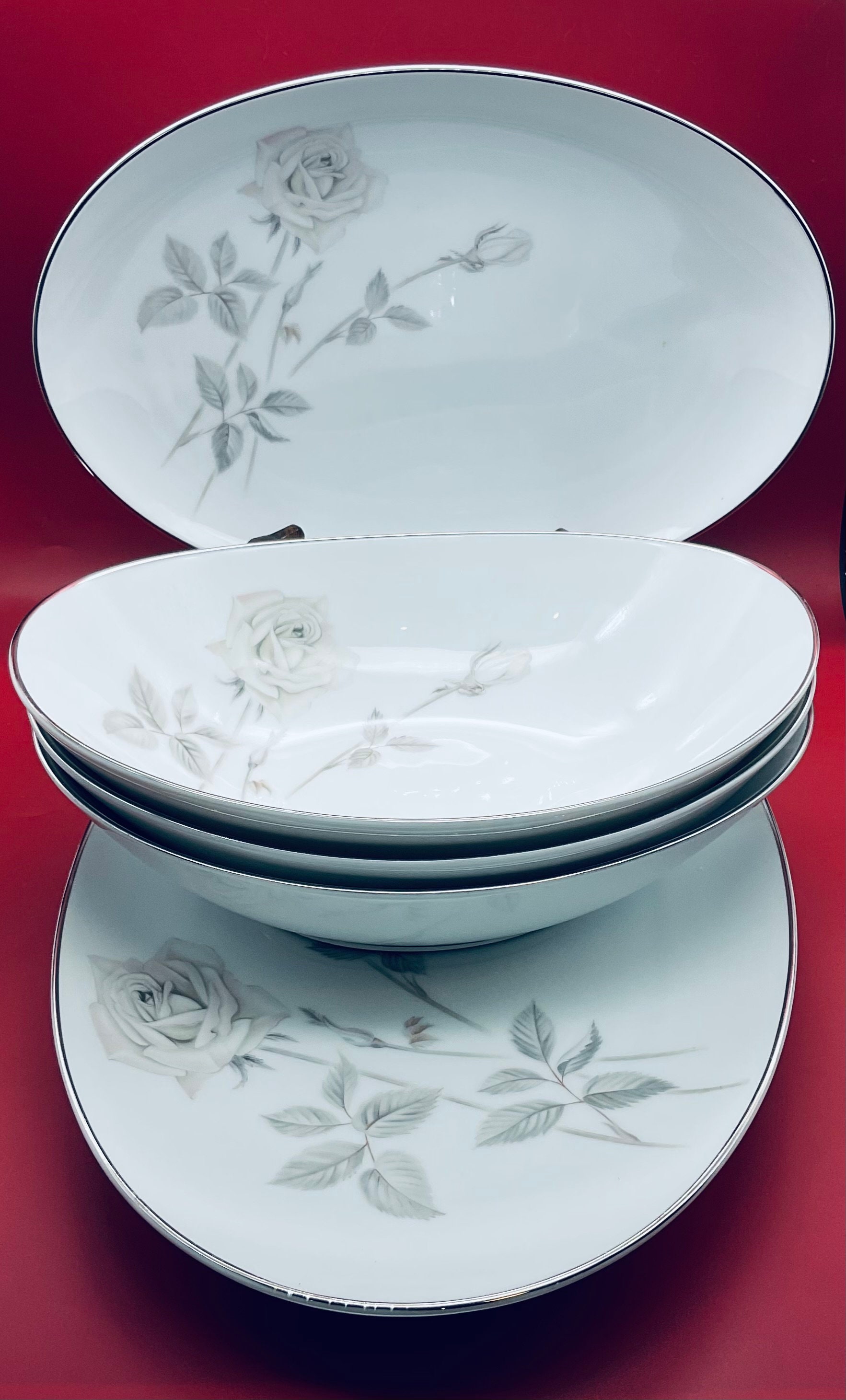 Vintage Noritake China 6002 Melrose Oval Large and Small Platters